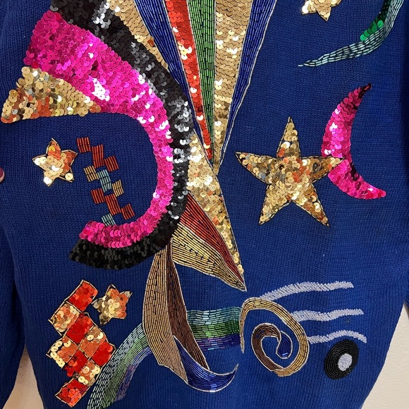 VINTAGE 80s Vivien Forest Jeweled and Beaded Sweater Size medium - Picture 3 of 9